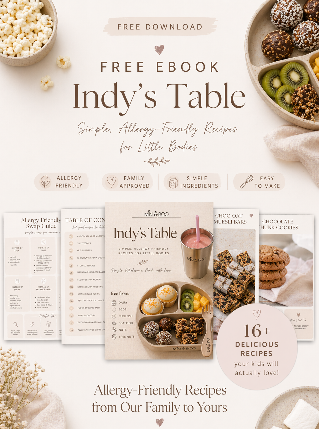 FREE Indy’s Table – Allergy-Friendly Recipe Ebook